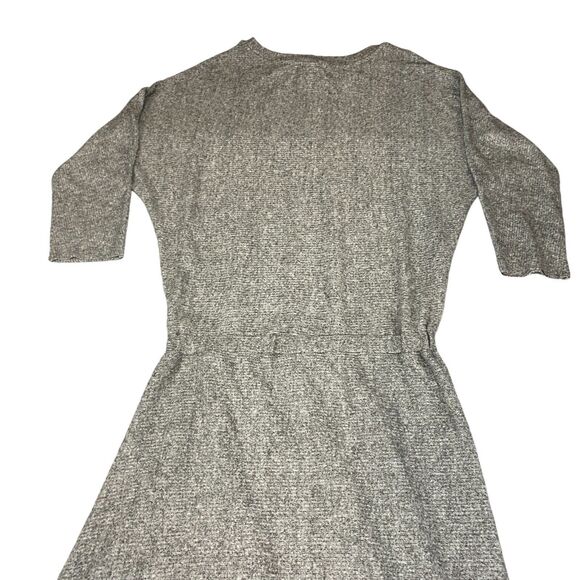 COA Sweater Dress Women's Large Gray Heather Knit Flowy Draped Hem Crew Neck - Picture 14 of 16